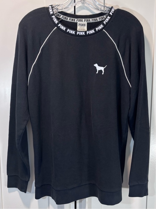 Victoria's Secret Sweaters - PINK Victoria’s Secret Cotton Blend Pullover Sweatshirt Dog Logo Black Crewneck